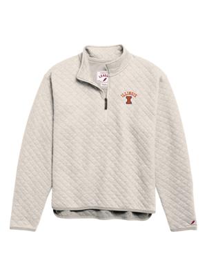 Image of ILLINOIS WOMENS 1/4 ZIP SWEATSHIRT -  heatherdew
